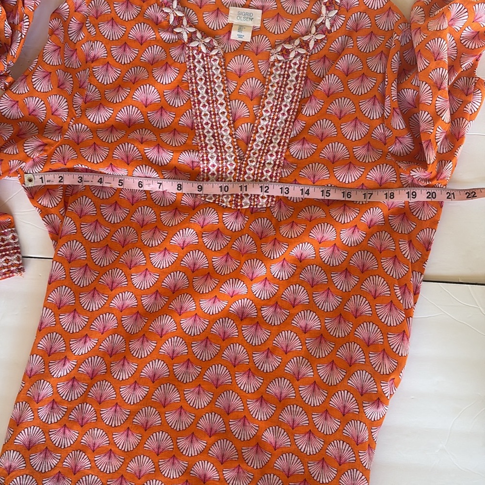 NWOT Sigurd Olsen Print Cotton Tunic With Head Scarf - Picture 4 of 6